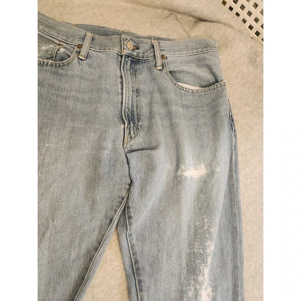 Polo Ralph Lauren Jeans Mens 36x34‎ Light Wash Sullivan Slim Distressed Raw Vtg